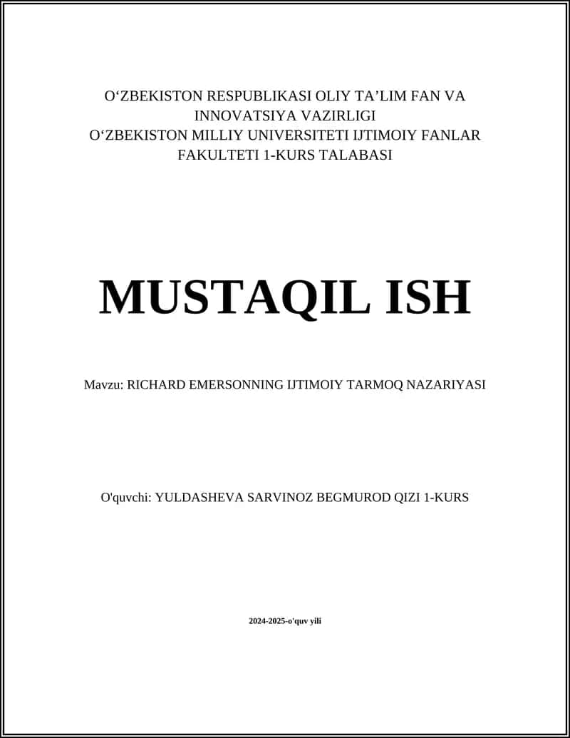 RICHARD EMERSONNING IJTIMOIY TARMOQ NAZARIYASI