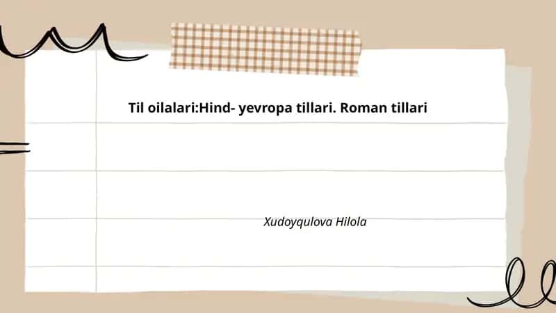 Hind- yevropa tillari. Roman tillari