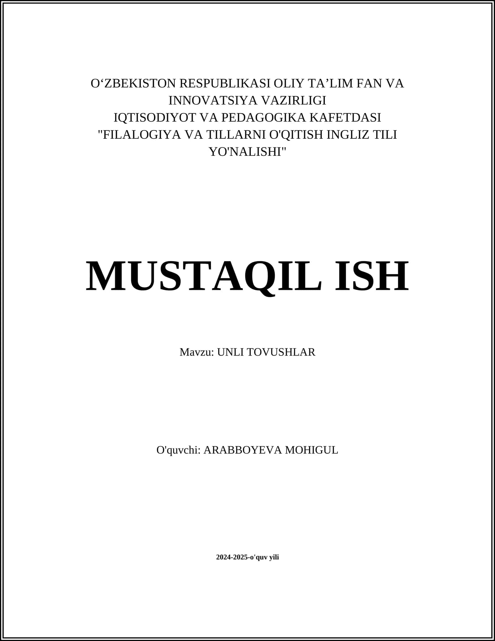 UNLI TOVUSHLAR