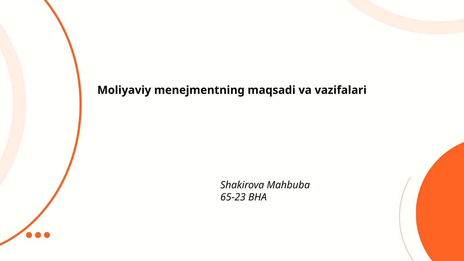 Moliyaviy menejmentning maqsadi va vazifalari