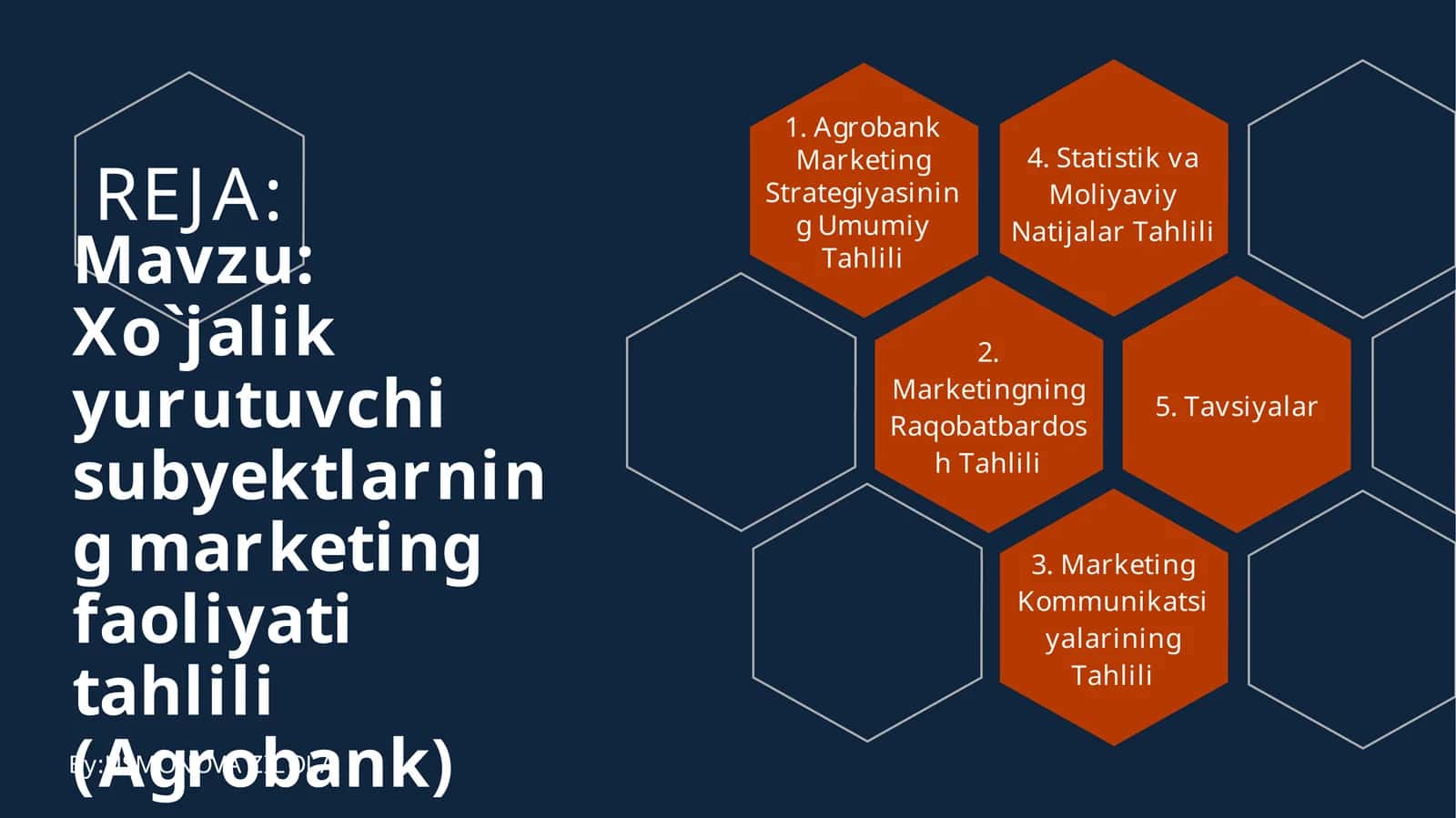 Xo`jalik yurutuvchi subyektlarning marketing faoliyati tahlili Agrobank misolida