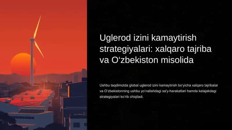 Uglerod izini kamaytirish strategiyalari: xalqaro tajribalar va O'zbekiston misolida