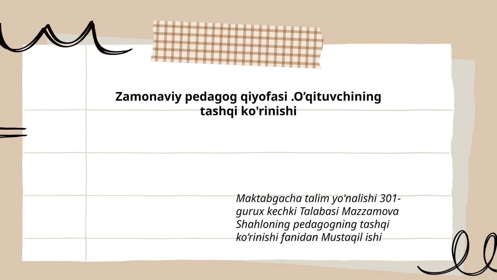 O’qituvchining tashqi ko'rinishi