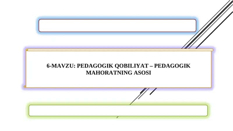 PEDAGOGIK QOBILIYAT – PEDAGOGIK MAHORATNING ASOSI