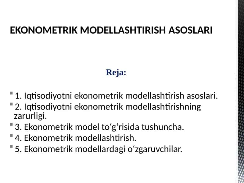 Ekonometrik modellashtirish asoslari