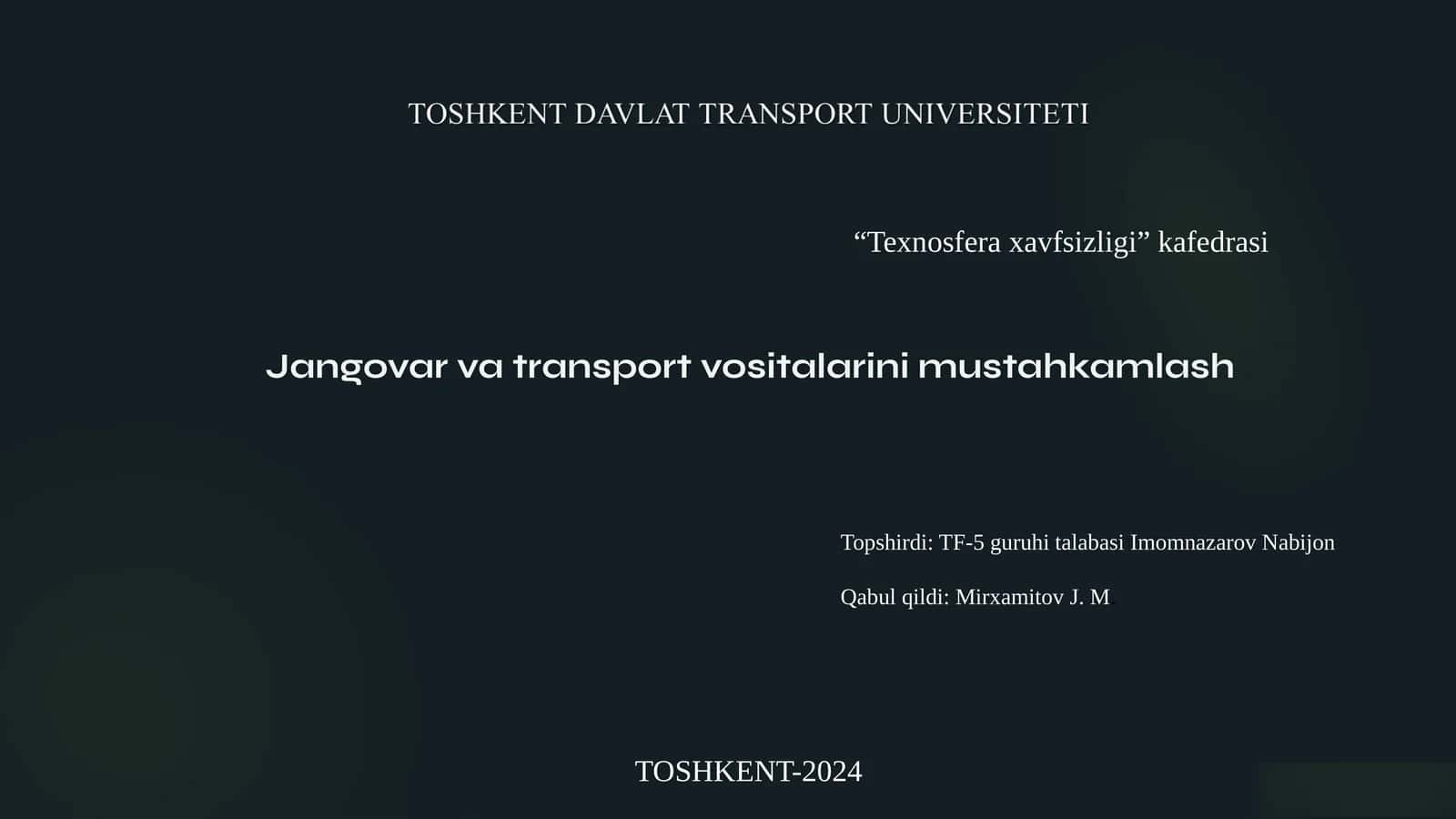 Jangovar va transport vositalarini mustahkamlash
