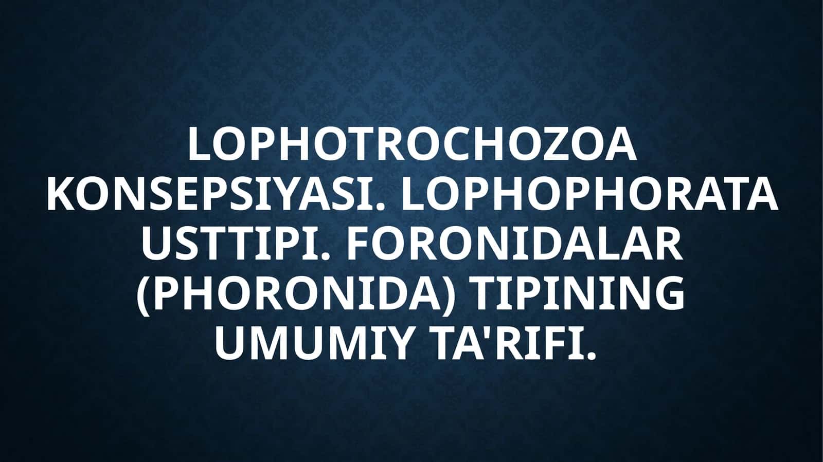 Lophotrochozoa konsepsiyasi. Lophophorata usttipi. Foronidalar (Phoronida) tipining umumiy ta'rifi.