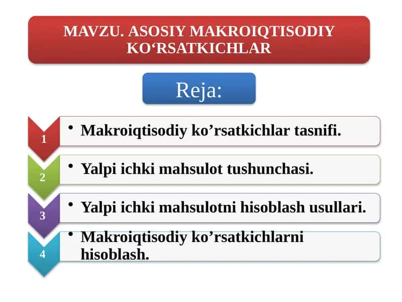 Mamlakatiqtisodiyotiniifodalovchiiqtisodiyko‘rsatkichlar