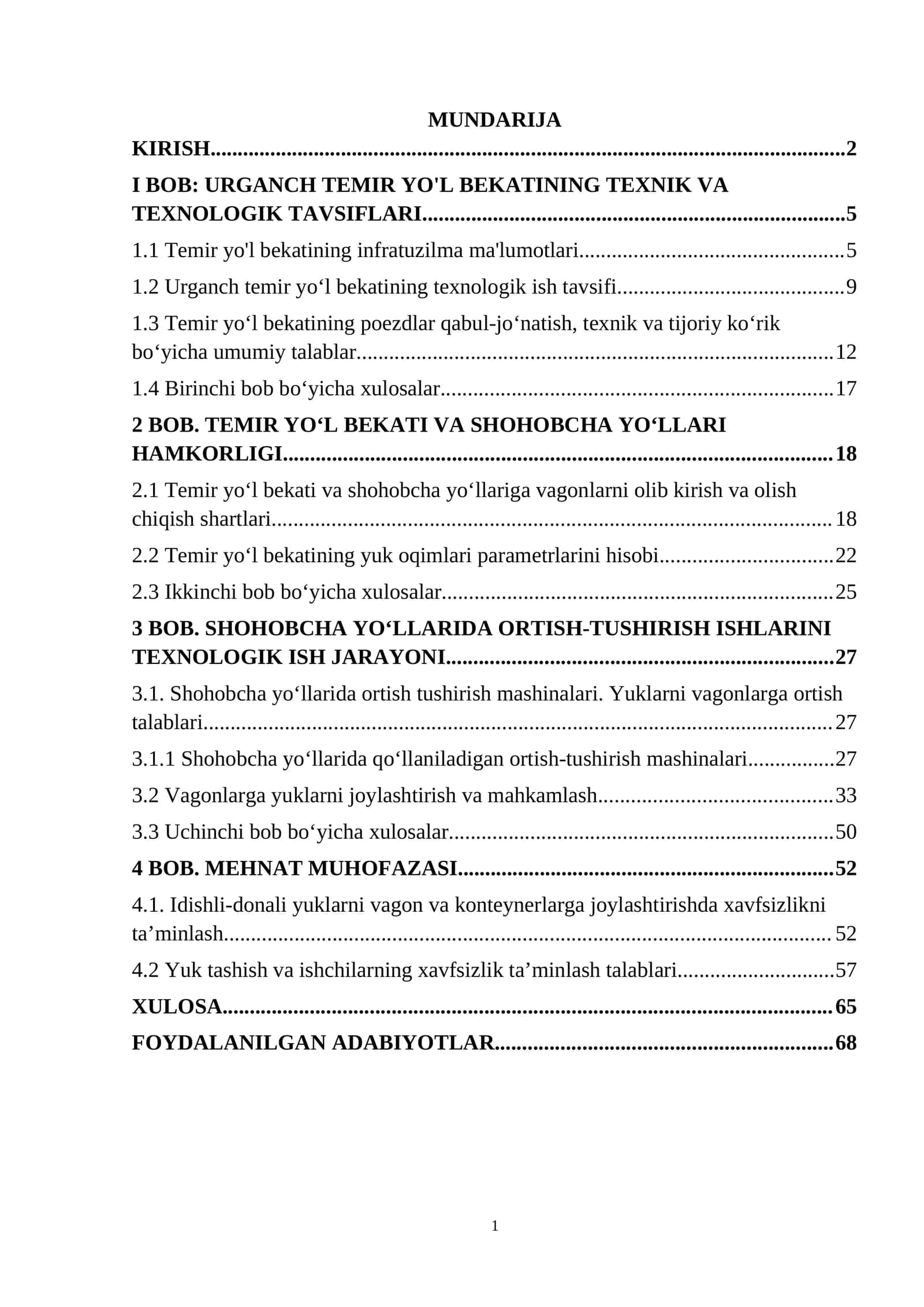 BMI_Urganch temir yo‘l bekatining texnologik ish jarayoni va mehnat muhofazasini tahlil qilish