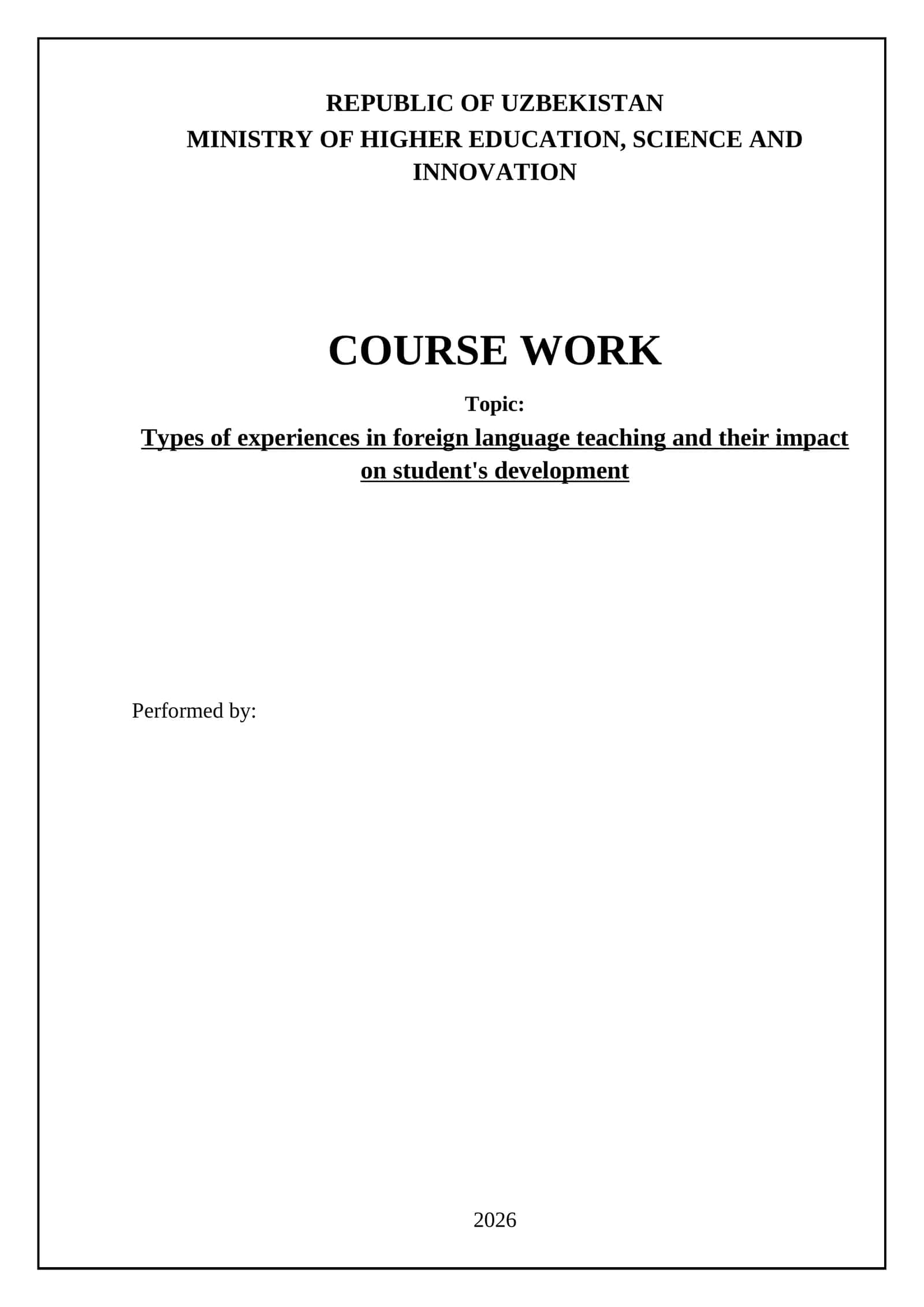 Types of experiences in foreign language teaching and their impact on student's development