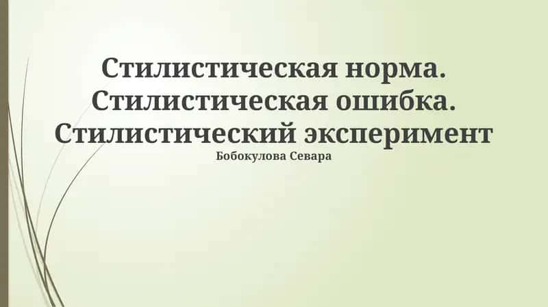 Стилистическая норма. Стилистическая ошибка. Стилистический эксперимент