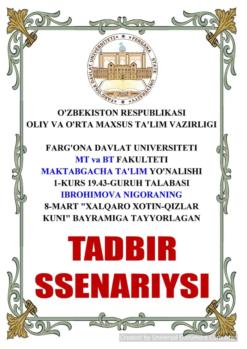 8-Mart bayram senariysi