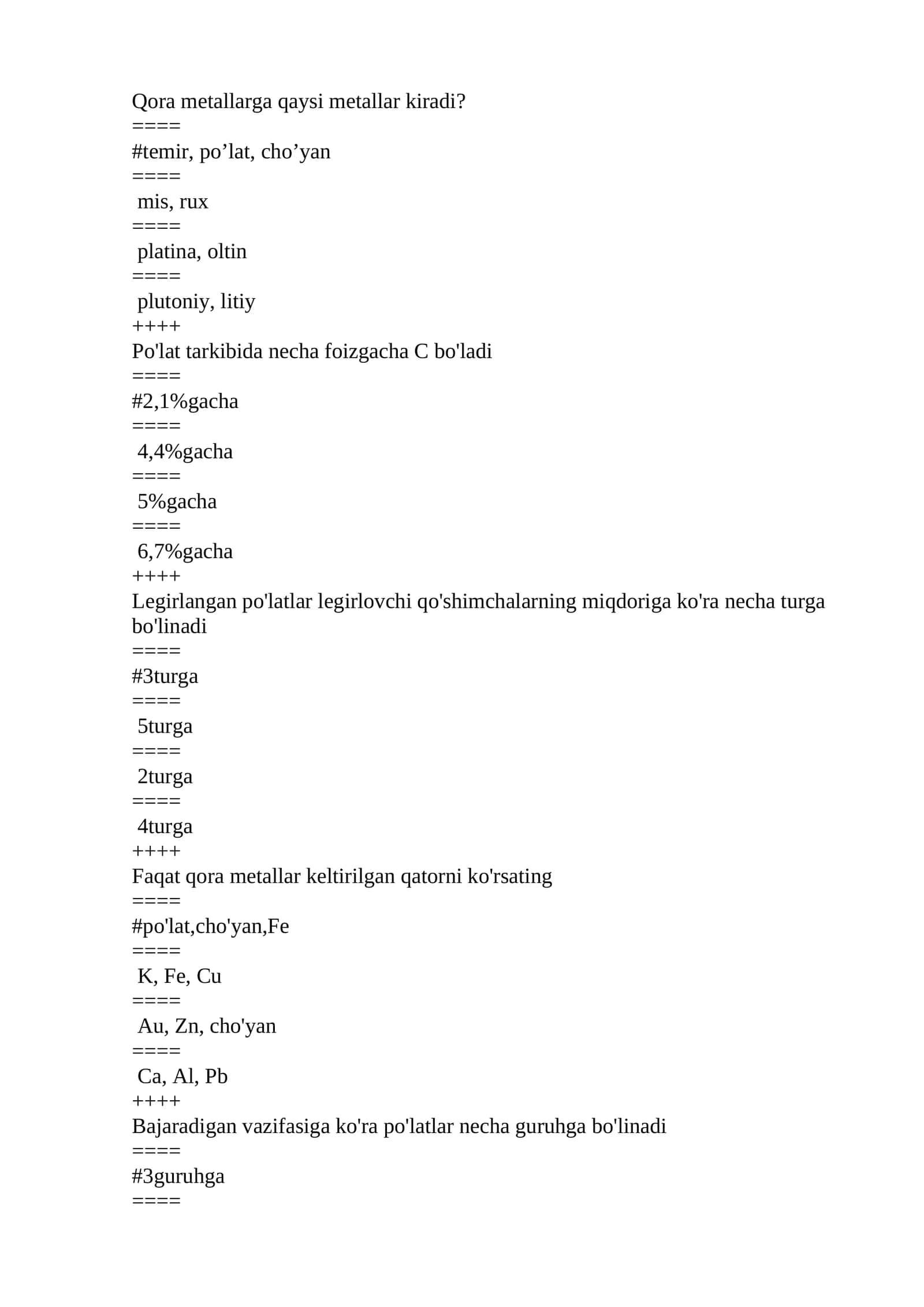 organik sintez jihozlari fani testlar