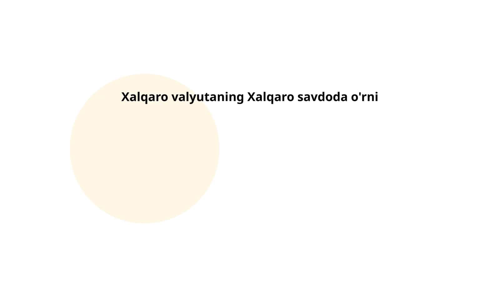 Xalqaro valyutaning Xalqaro savdoda o'rni