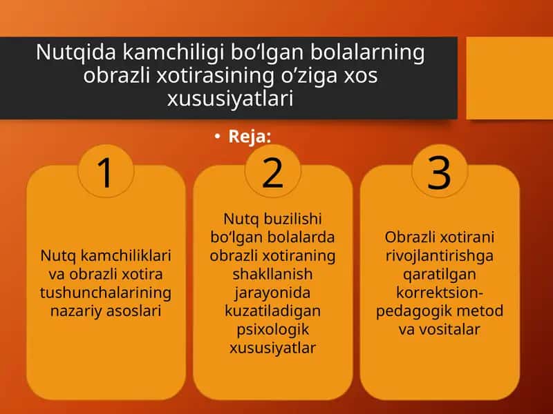 Nutq kamchiliklari va obrazli xotira tushunchalari