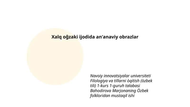 Xalq oĝzaki ijodida an'anaviy obrazlar