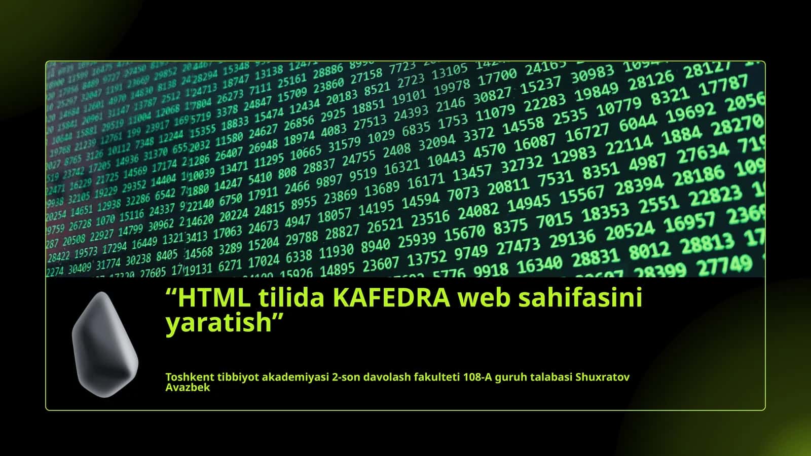 HTML tilida KAFEDRA websahifasini yaratish