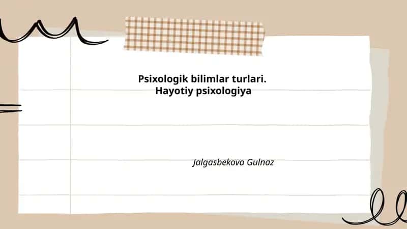Psixologik bilimlar turlari