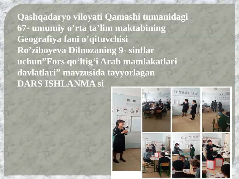 "Fors qo‘ltig‘i Arab mamlakatlari davlatlari" DARS ISHLANMA