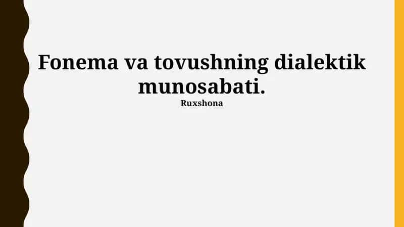 Fonema va tovushning dialektik munosabati