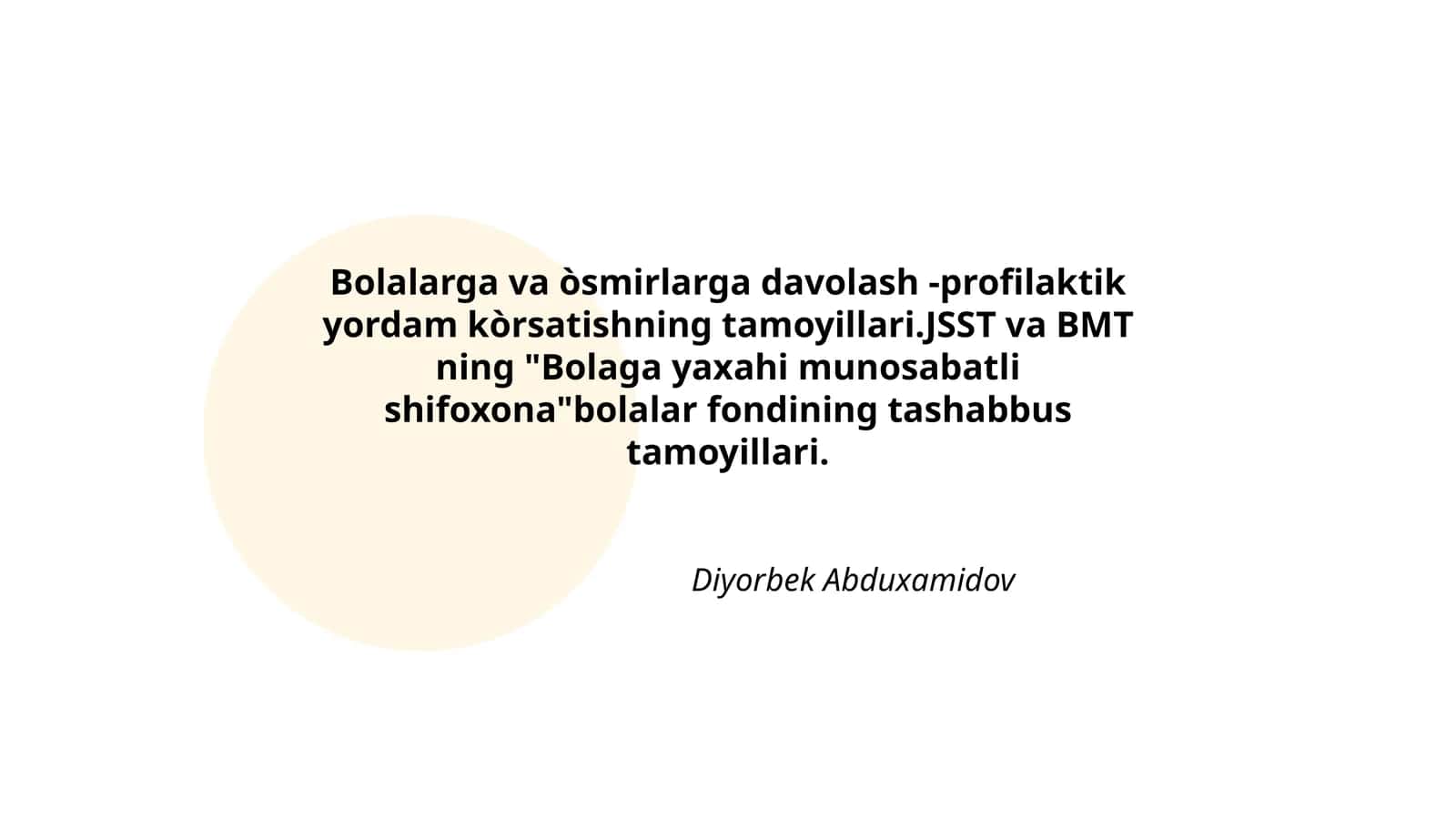 Bolalarga va òsmirlarga davolash -profilaktik yordam kòrsatishning tamoyillari