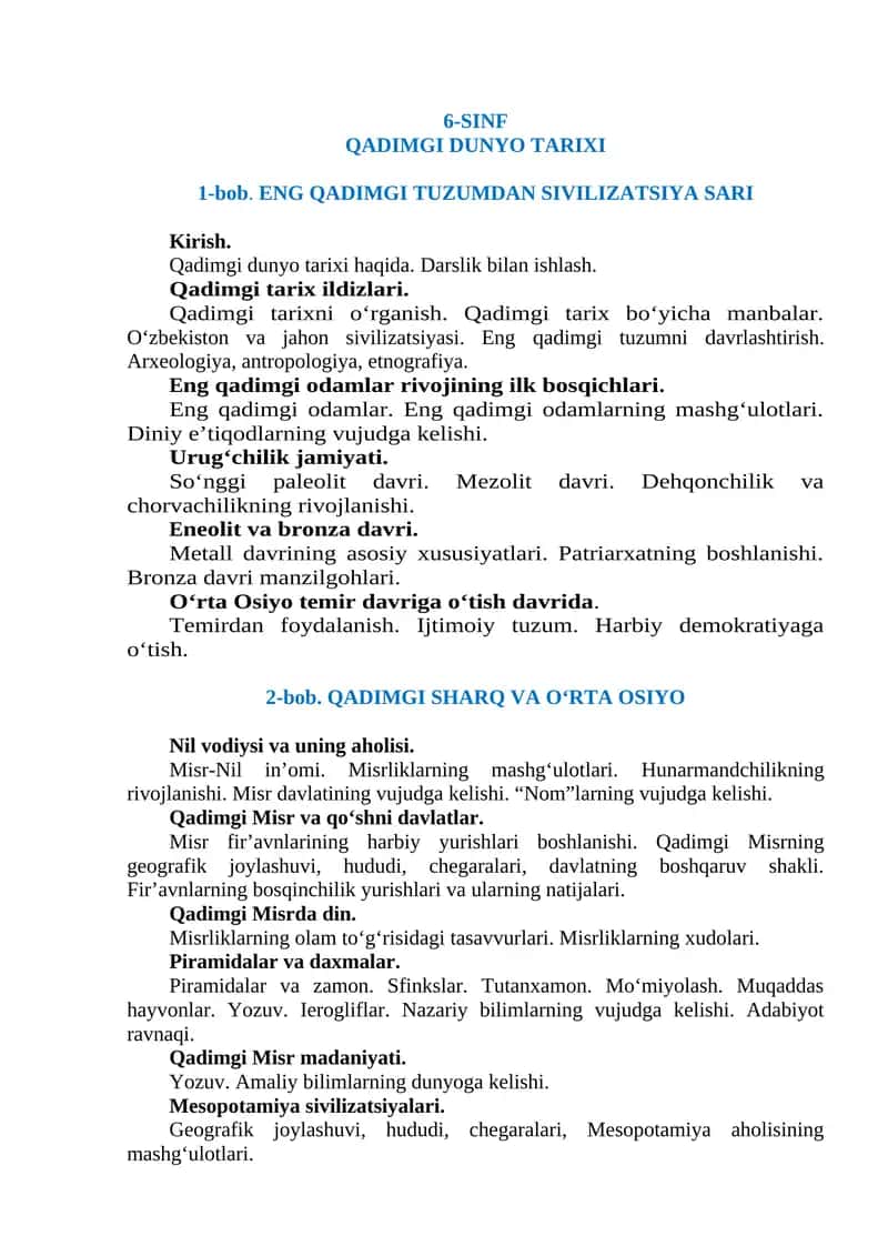 6-SINF QADIMGI DUNYO TARIXI