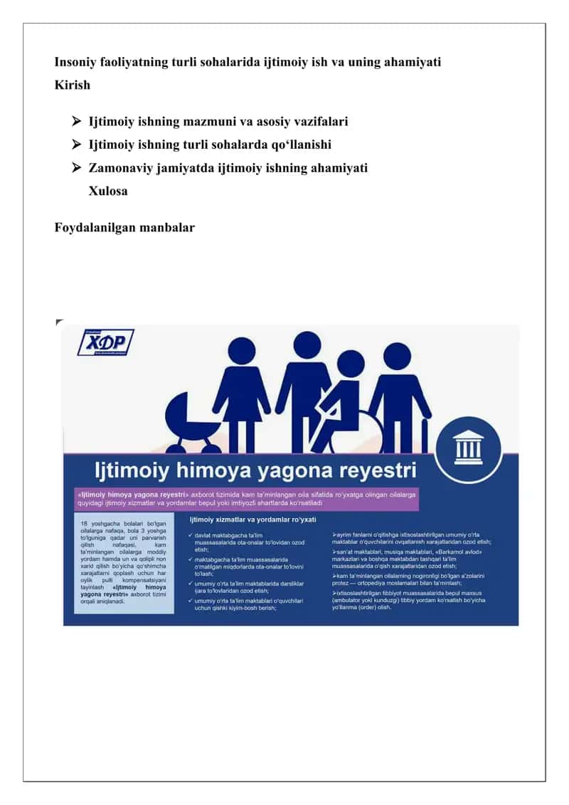 Ijtimoiy ishning ahamiyati