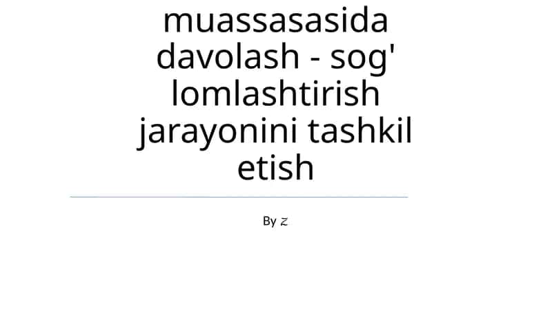 Maxsus maktabgacha ta'lim muassasasida davolash - sog' lomlashtirish jarayonini tashkil etish