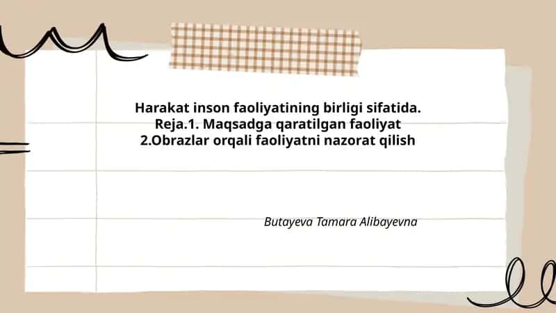 Harakat inson faoliyatining birligi sifatida