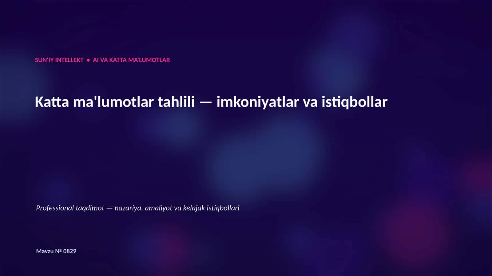 Katta Ma'lumotlar va AI