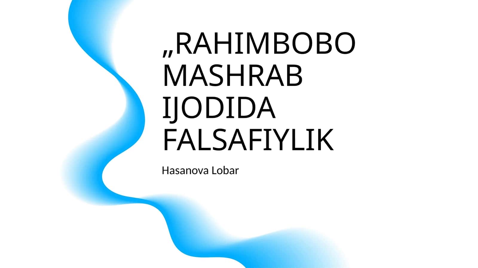 Rahimbobo Mashrab Ijodida Falsafiylik