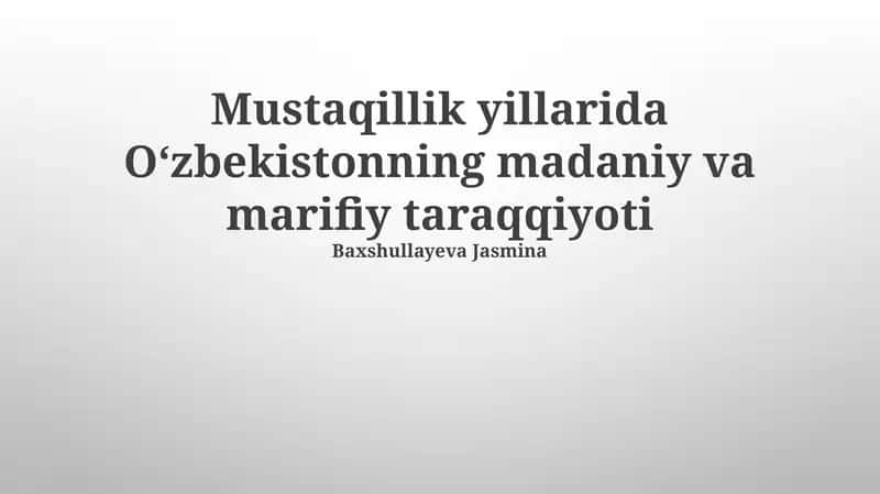 Milliy Qadriyatlar va Madaniy Merosni Asrash