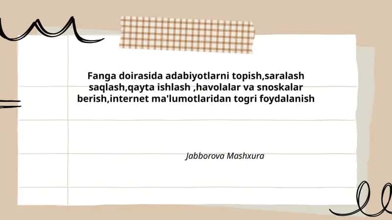 Fan bo'yicha ilmiy adabiyotlarni izlash usullari