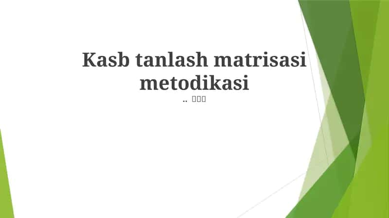 Karyera Tanlov Matritsasi Metodologiyasi