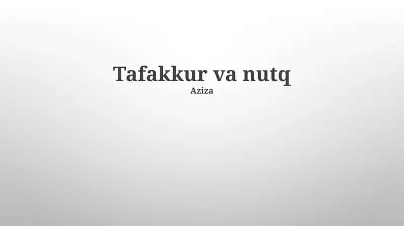 Mulohaza va Nutqning O'zaro Aloqasi