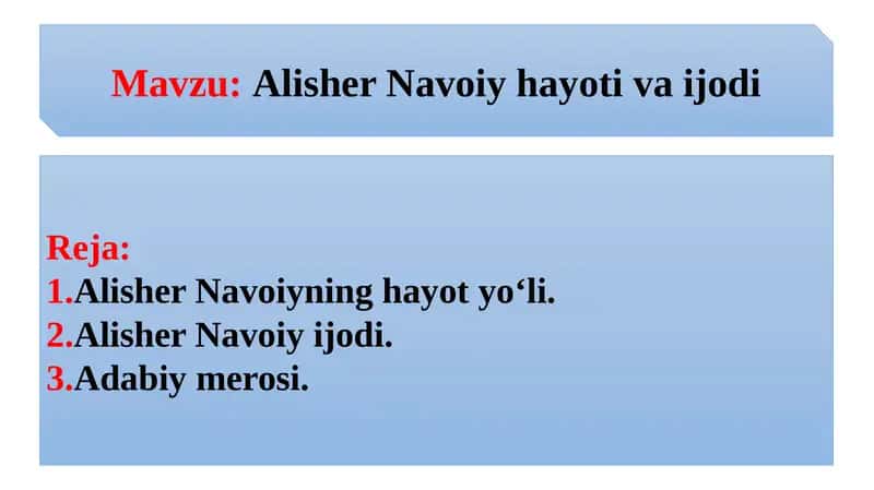 Alisher Navoiy hayoti