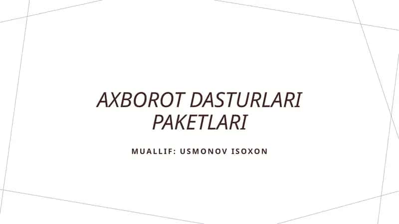 Axborot Dasturlari Paketlari