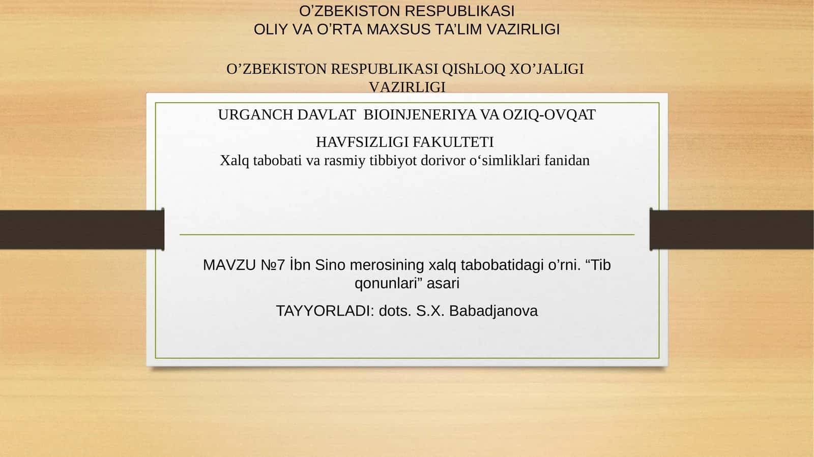 Ibn Sino merosining xalq tabobatidagi o'rni. "Tib qonunlari" asari