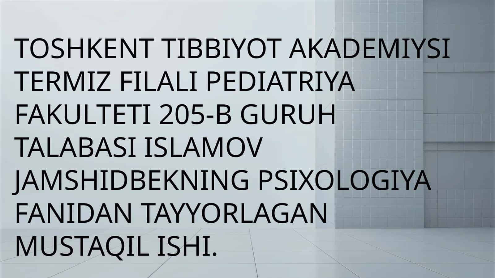 Psixologiya fanidan tayyorlagan mustaqil ish