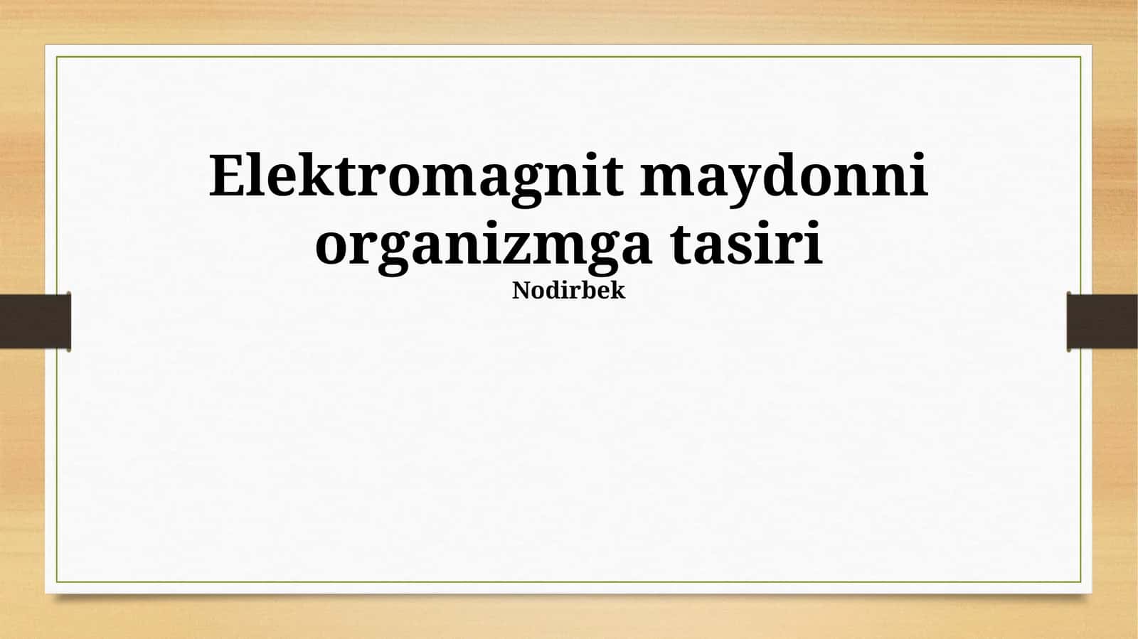 Elektromagnit maydonni organizmga tasiri