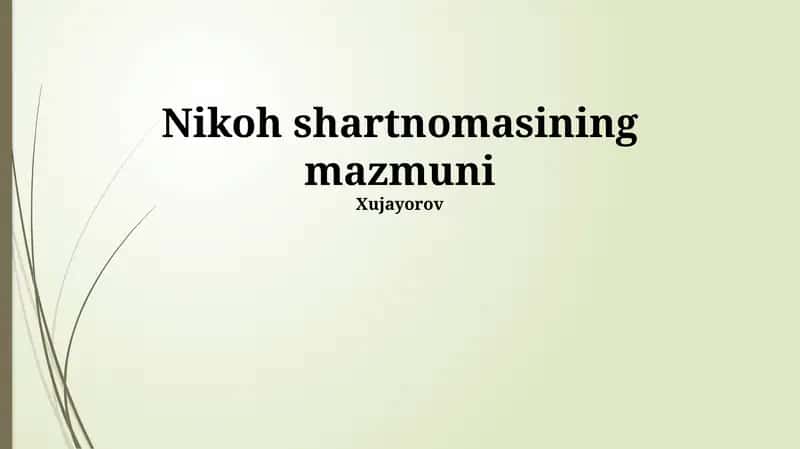 Nikoh shartnomasining mazmuni