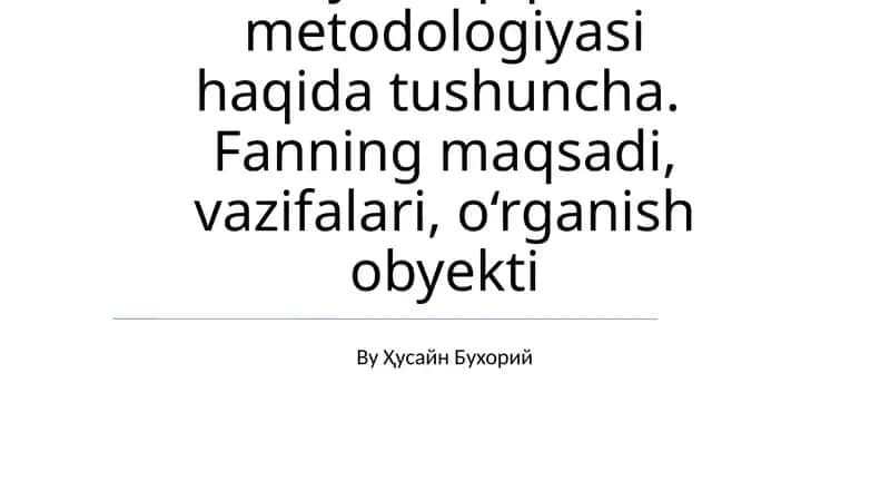 Ilmiy Tadqiqotlar Metodologiyasi