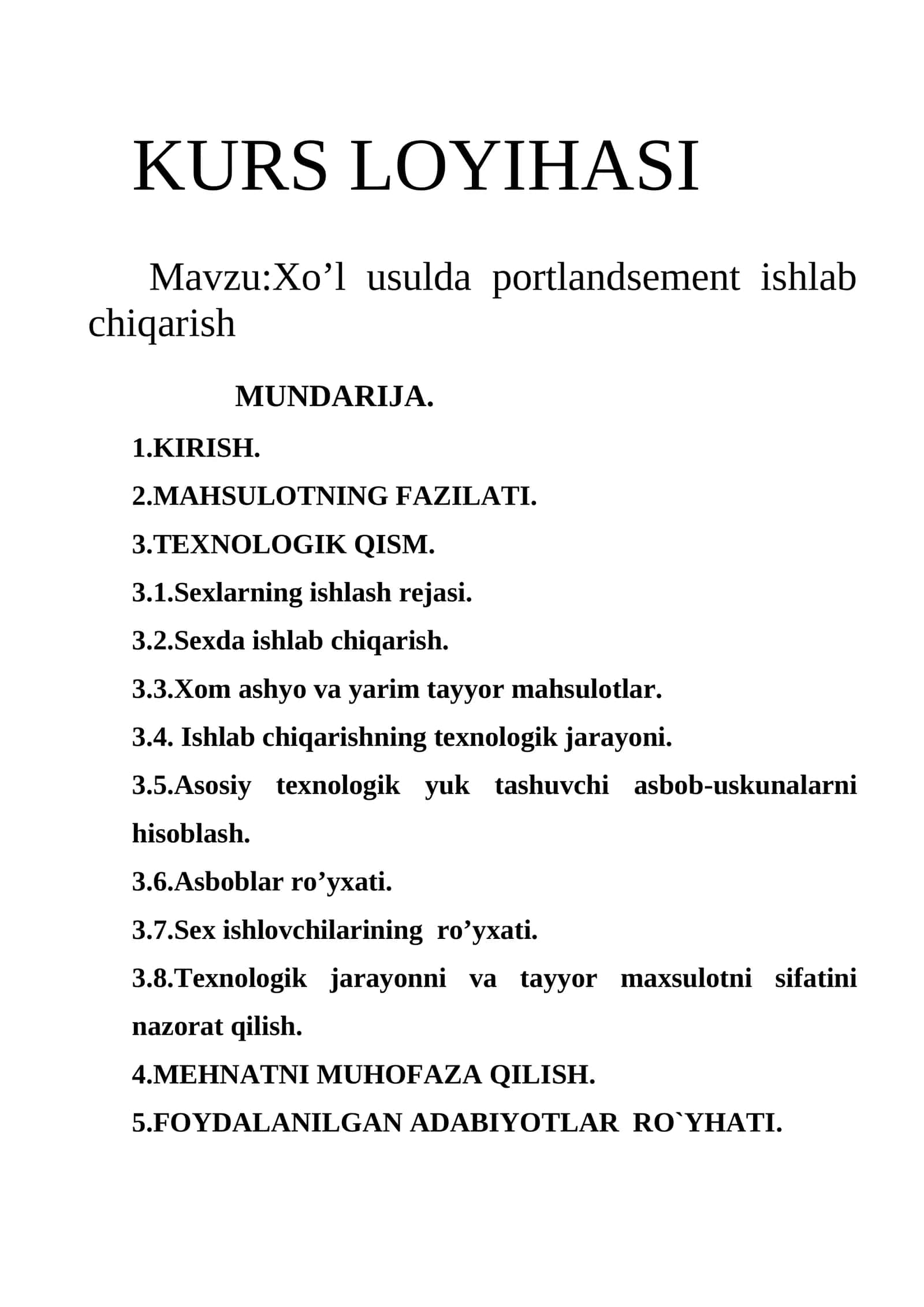 Xo’l usulda portlandsement ishlab chiqarish