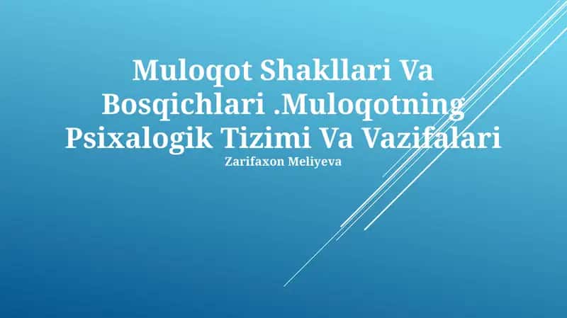 Muloqot Shakllari Va Bosqichlari