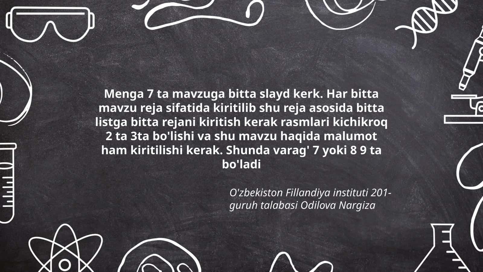 O'zbekiston Fillandiya instituti 201-guruh talabasi Odilova Nargiza