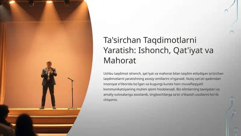 Ta'sirchan Taqdimotlarni Yaratish: Ishonch, Qat'iyat va Mahorat