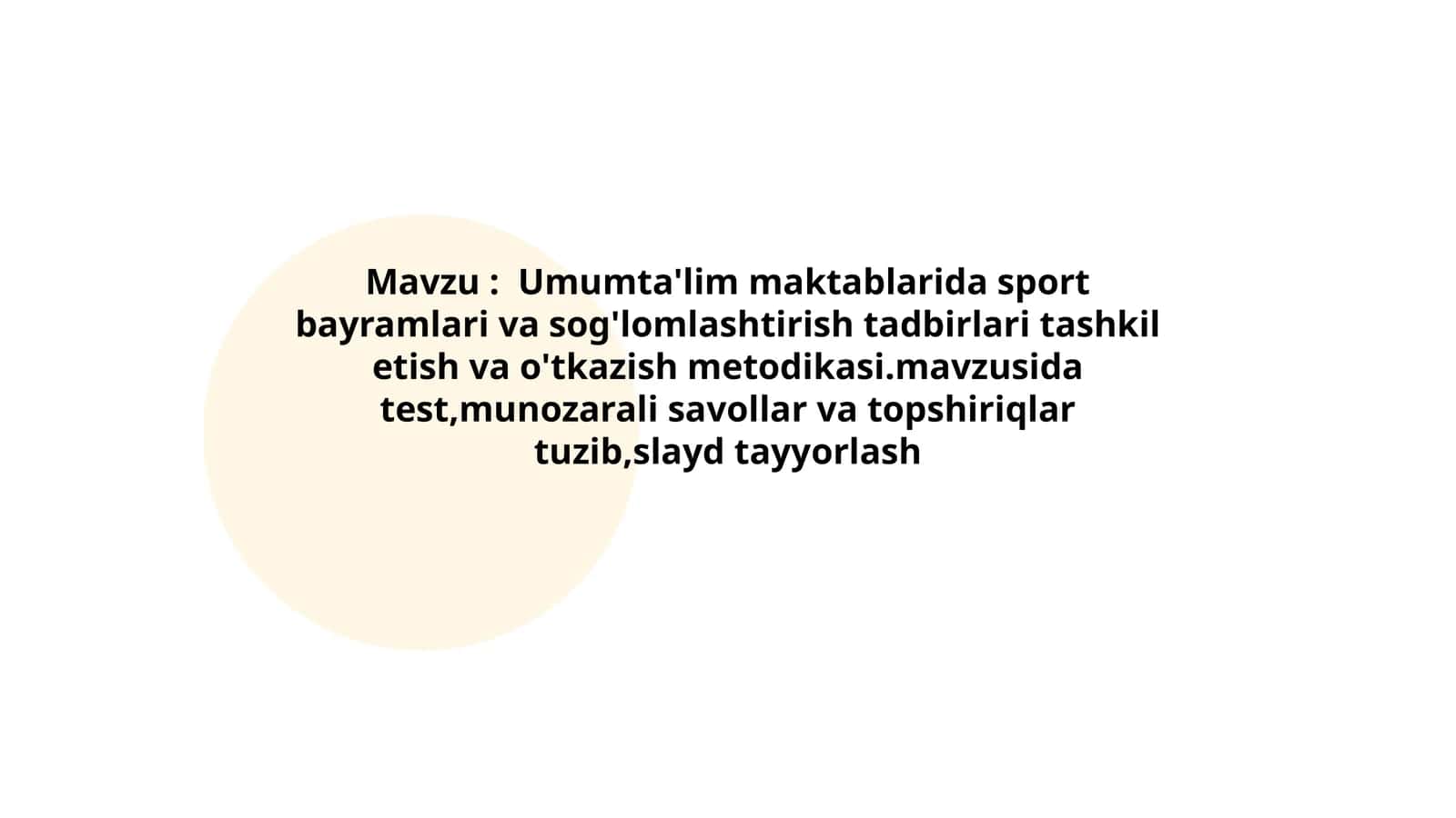 Umumta'lim maktablarida sport bayramlari va sog'lomlashtirish tadbirlari tashkil etish va o'tkazish metodikasi
