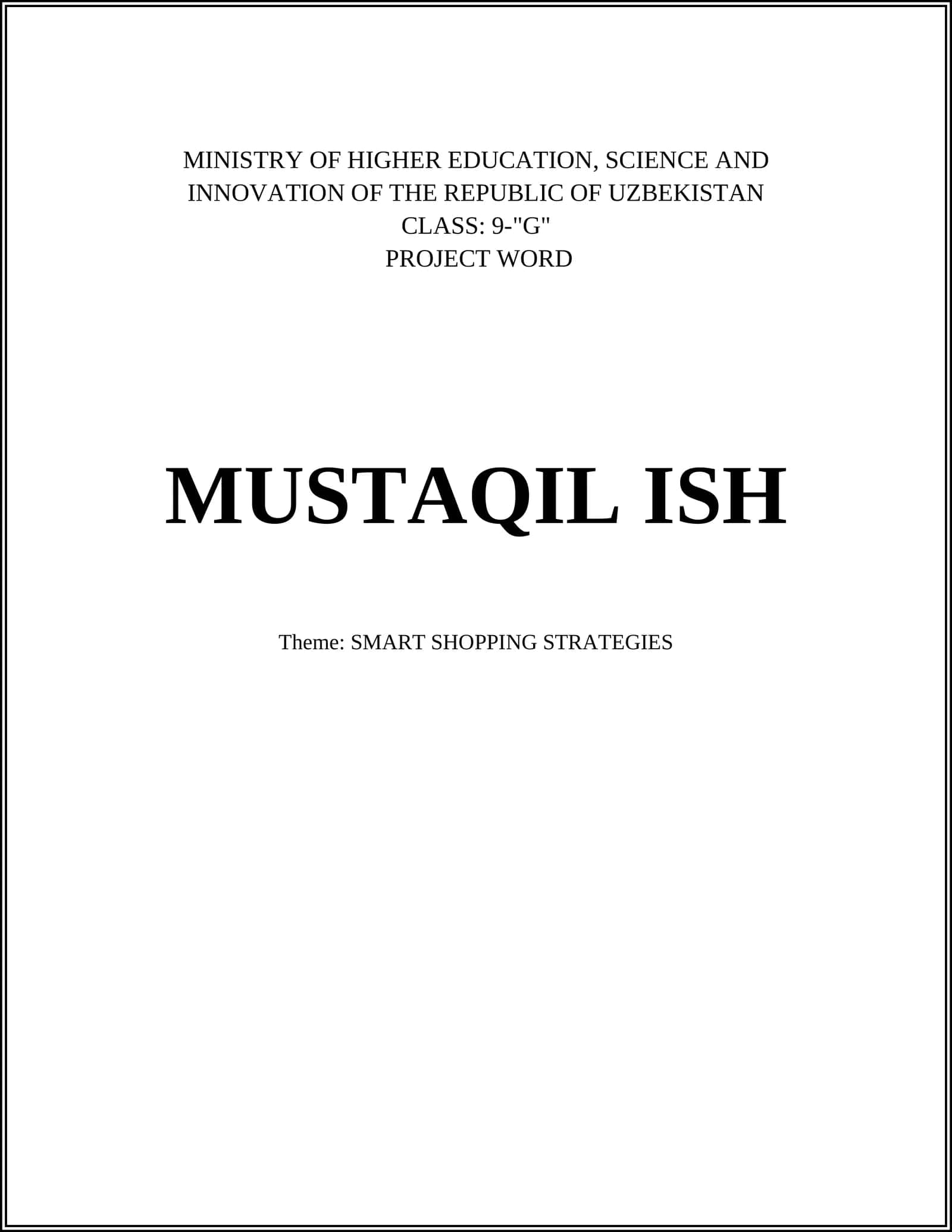 MUSTAQIL ISH - SMART SHOPPING STRATEGIES