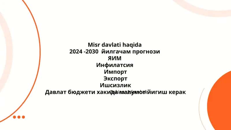 2024-2030 yillar uchun Misrning yalpi ichki mahsuloti (YaIM) o'sish prognozi