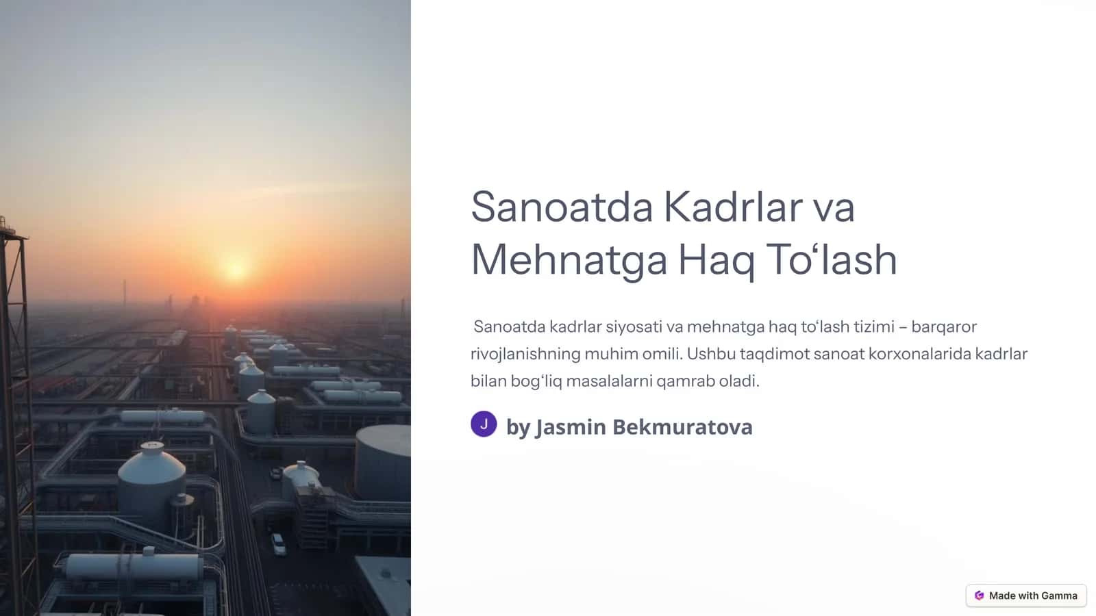 Sanoatda Kadrlar va Mehnatga Haq To‘lash
